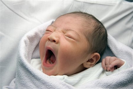 Newborn Baby Yawning Stock Photo - Rights-Managed, Code: 700-00452672