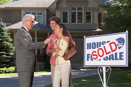 sold sign - Couple Receiving New Home Key Stock Photo - Rights-Managed, Code: 700-00477561