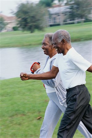 senior fitness black woman - Couple Jogging Stock Photo - Rights-Managed, Code: 700-00478539