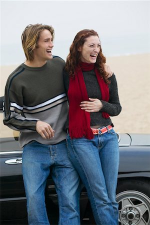 friend car beach - Couple Leaning On Car at Beach Stock Photo - Rights-Managed, Code: 700-00515032