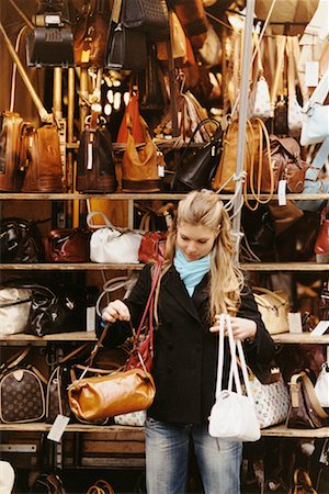 Woman Shopping for Purses, Florence, Italy Stock Photo - Rights-Managed, Code: 700-00524069