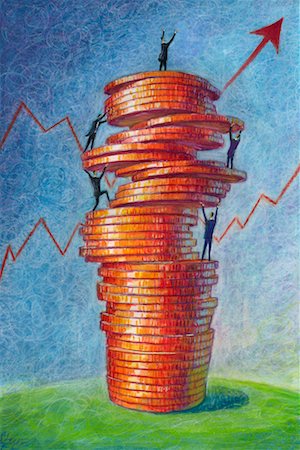 simsearch:700-00036653,k - Businessmen Climbing a Stack of Coins Stock Photo - Rights-Managed, Code: 700-00527062