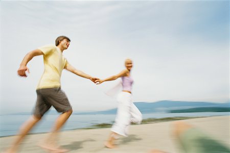 simsearch:700-00529622,k - Couple Running at Beach Stock Photo - Rights-Managed, Code: 700-00529647