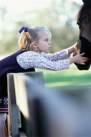 side view of horse head - Fille avec cheval Photographie de stock - Rights-Managed, Code: 700-00522393