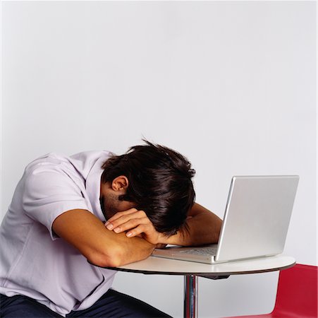 Man Sleeping at Computer Stock Photo - Rights-Managed, Code: 700-00523774