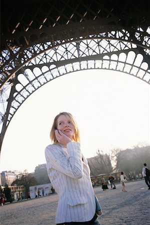 simsearch:700-00189516,k - Woman on Cell Phone in Front of Eiffel Tower, Paris, France Stock Photo - Rights-Managed, Code: 700-00530194
