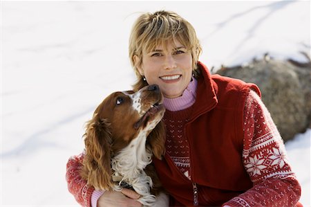 simsearch:700-00897631,k - Portrait of Woman and Dog Outdoors in Winter Stock Photo - Rights-Managed, Code: 700-00546225