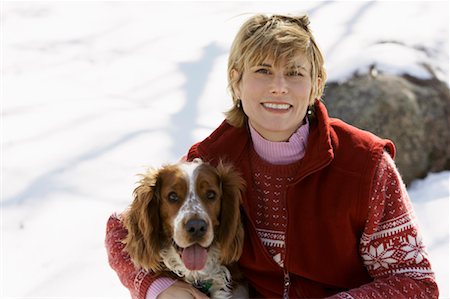 simsearch:700-00897631,k - Portrait of Woman and Dog Outdoors in Winter Stock Photo - Rights-Managed, Code: 700-00546226