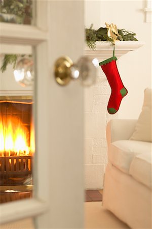simsearch:700-00547217,k - Christmas Stocking Hanging by Fireplace Stock Photo - Rights-Managed, Code: 700-00547206