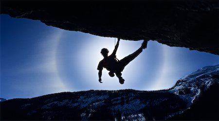 panoramic rock climbing images - Rock Climber Backlit by Sundog, Banff National Park, Alberta, Canada Stock Photo - Rights-Managed, Code: 700-00549267