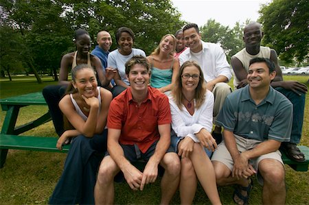simsearch:700-00159920,k - Group Portrait of People Sitting on Picnic Table Stock Photo - Rights-Managed, Code: 700-00549449