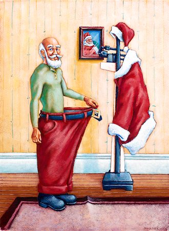 simsearch:693-06435898,k - Illustration of Santa Claus Showing Weight Loss Stock Photo - Rights-Managed, Code: 700-00561223