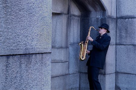 picture of the blue playing a instruments - Man Playing Saxophone Stock Photo - Rights-Managed, Code: 700-00561771