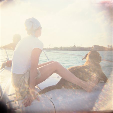 Man, Woman and Dog On Boat, Cayman Islands Stock Photo - Rights-Managed, Code: 700-00591736