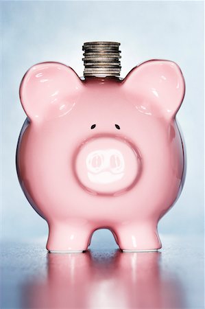 simsearch:600-02797971,k - Close-Up of Piggy Bank and Coins Stock Photo - Rights-Managed, Code: 700-00608286