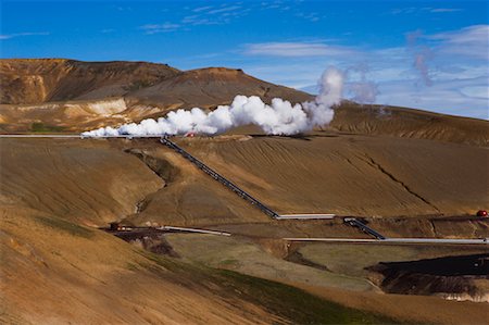 pipeline, blue sky - Leirbotn Geothermal Power Station, Krafla Volcano, Iceland Stock Photo - Rights-Managed, Code: 700-00609828