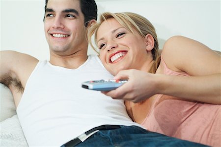 simsearch:700-00284729,k - Couple Watching Television Stock Photo - Rights-Managed, Code: 700-00603466