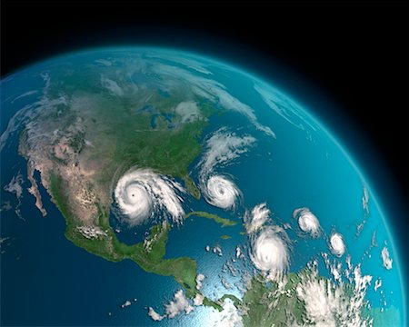 Five Hurricanes Over Atlantic Ocean Stock Photo - Rights-Managed, Code: 700-00617473