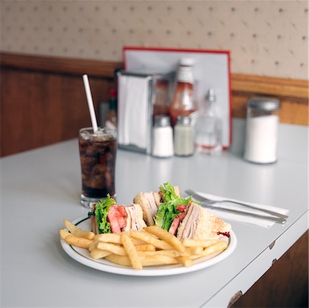 diner interior without people photos - Club Sandwich at Diner Stock Photo - Rights-Managed, Code: 700-00635848