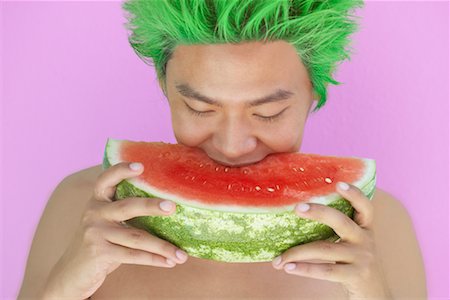 simsearch:700-00635898,k - Portrait of Man Eating Watermelon Stock Photo - Rights-Managed, Code: 700-00642508