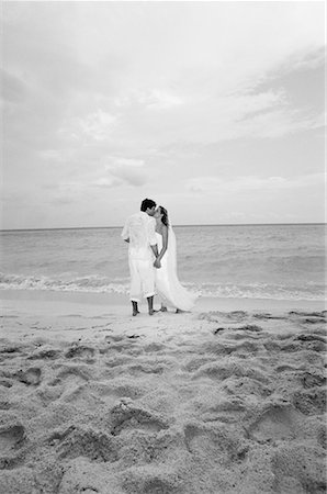 Bride and Groom on Beach Stock Photo - Rights-Managed, Code: 700-00782713