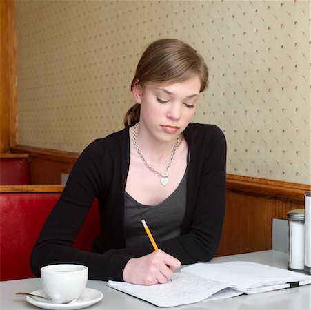 simsearch:700-00561804,k - Young Women in Diner, Writing in Notebook Stock Photo - Rights-Managed, Code: 700-00819397
