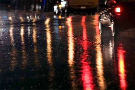 rainy and street scene - Wet Road at Night Stock Photo - Rights-Managed, Code: 700-00846502