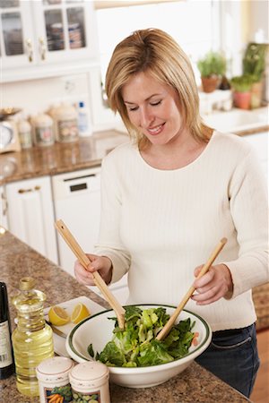 Woman Preparing Salad Stock Photo - Rights-Managed, Code: 700-00864982