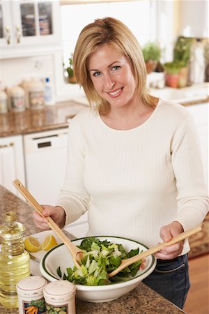 Woman Preparing Salad Stock Photo - Rights-Managed, Code: 700-00864983