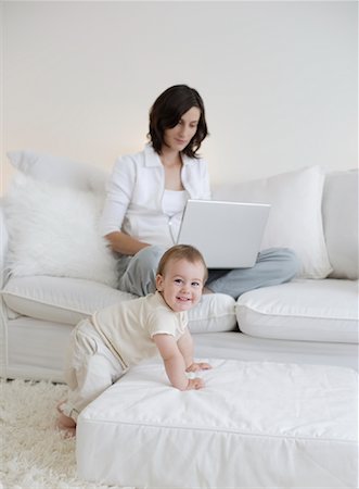 shag carpet - Woman with Son in Living Room Stock Photo - Rights-Managed, Code: 700-00865697