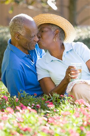 flirt senior woman - Couple Relaxing in Garden Stock Photo - Rights-Managed, Code: 700-00866319