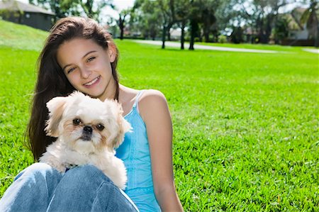 simsearch:700-00177533,k - Girl Holding Dog Stock Photo - Rights-Managed, Code: 700-00897610