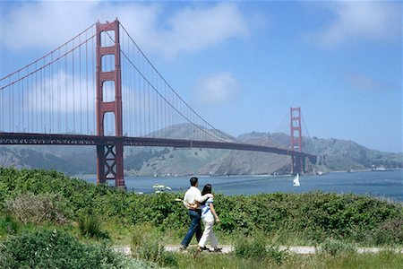 Couple Walking by Golden Gate Bridge, San Fransisco, USA Stock Photo - Rights-Managed, Code: 700-00918044