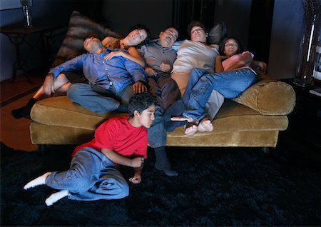 Family Sleeping While Watching Television Stock Photo - Rights-Managed, Code: 700-00918271