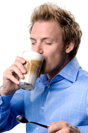 Man Drinking Latte Stock Photo - Rights-Managed, Code: 700-01014452