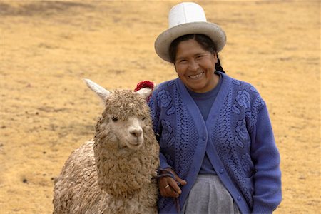 Portrait of Woman With Llama, Sacsayhuaman, Peru Stock Photo - Rights-Managed, Code: 700-01015435