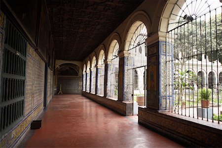 pillars arch corridor - Arcade at the Convento y Museo de San Francisco, Lima, Peru Stock Photo - Rights-Managed, Code: 700-01037253