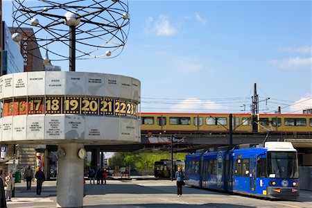 simsearch:862-06541761,k - World Time Clock and Streetcar in Alexanderplatz, Berlin, Germany Stock Photo - Rights-Managed, Code: 700-01037394