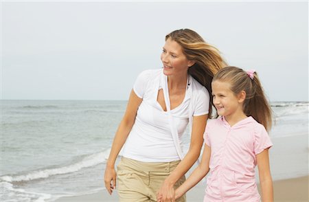 simsearch:700-01042880,k - Portrait of Mother and Daughter Walking on Beach Stock Photo - Rights-Managed, Code: 700-01042878