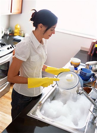 Woman Washing Dishes Stock Photo - Rights-Managed, Code: 700-01083994