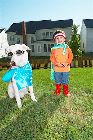 simsearch:700-02046160,k - Boy and Dog in Costumes Foto de stock - Con derechos protegidos, Código: 700-01100005