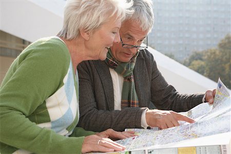 simsearch:700-01199965,k - Mature Couple Looking at Map of City Stock Photo - Rights-Managed, Code: 700-01100204