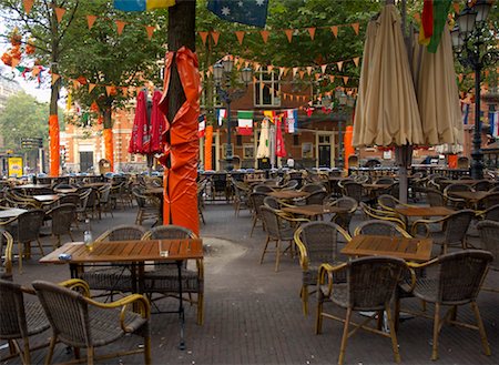 european cafe bar - Empty Beer Garden in Leidseplein, Amsterdam, Netherlands Stock Photo - Rights-Managed, Code: 700-01110203