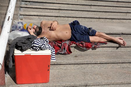 simsearch:700-02377059,k - Homeless Man Sleeping on Steps Stock Photo - Rights-Managed, Code: 700-01110267