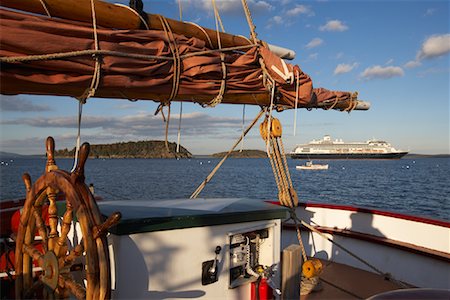 furling - The Margaret Todd Schooner, Cruise Ship in the Distance, Bar Harbor, Maine, USA Stock Photo - Rights-Managed, Code: 700-01111254