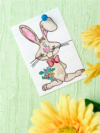 flowers drawings - Drawing of Easter Bunny Stock Photo - Rights-Managed, Code: 700-01124518