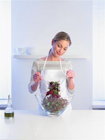 Woman Mixing Salad Stock Photo - Rights-Managed, Code: 700-01174122