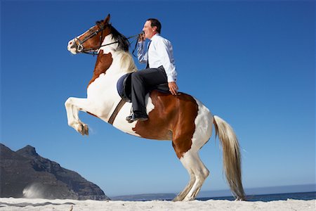 Horse Rearing with Businessman on Its Back Stock Photo - Rights-Managed, Code: 700-01185195