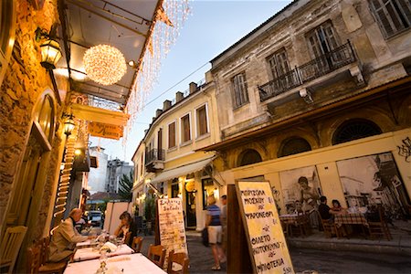 europe sidewalk cafe - Trottoir café, quartier de Psiri, Athènes, Grèce Photographie de stock - Rights-Managed, Code: 700-01185665