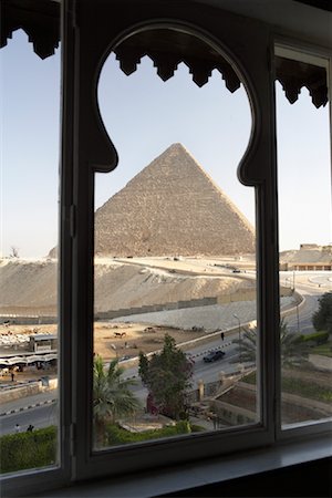 simsearch:700-01182734,k - View of Great Pyramids from Mena House Hotel Window, Giza, Egypt Stock Photo - Rights-Managed, Code: 700-01182746